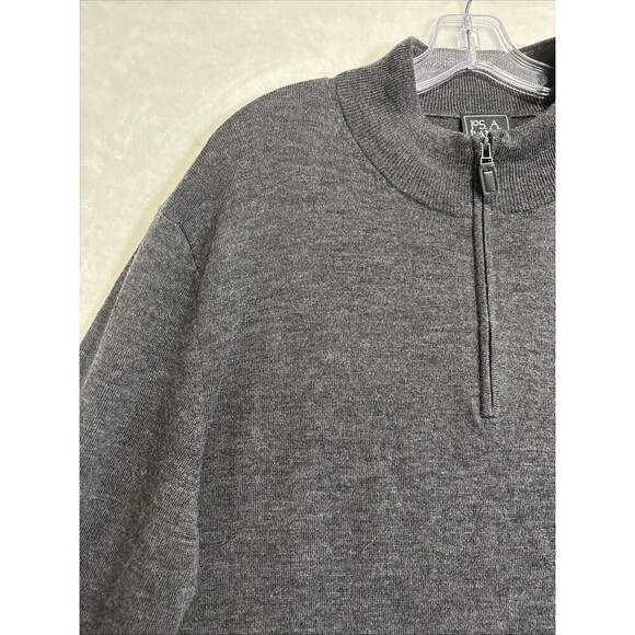 Jos A Bank Traveler 1/4 Zip Long Sleeve Sweater Men's Size 2XLT Merino Wool Grey - Picture 3 of 13